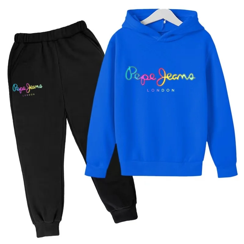 Children Hoodie Letters Sports Pullover 3-13Yrs Coat Sweatshirt+Pants Two-piece Set Boy Girl Toddler Clothes Leisure Fashion Set
