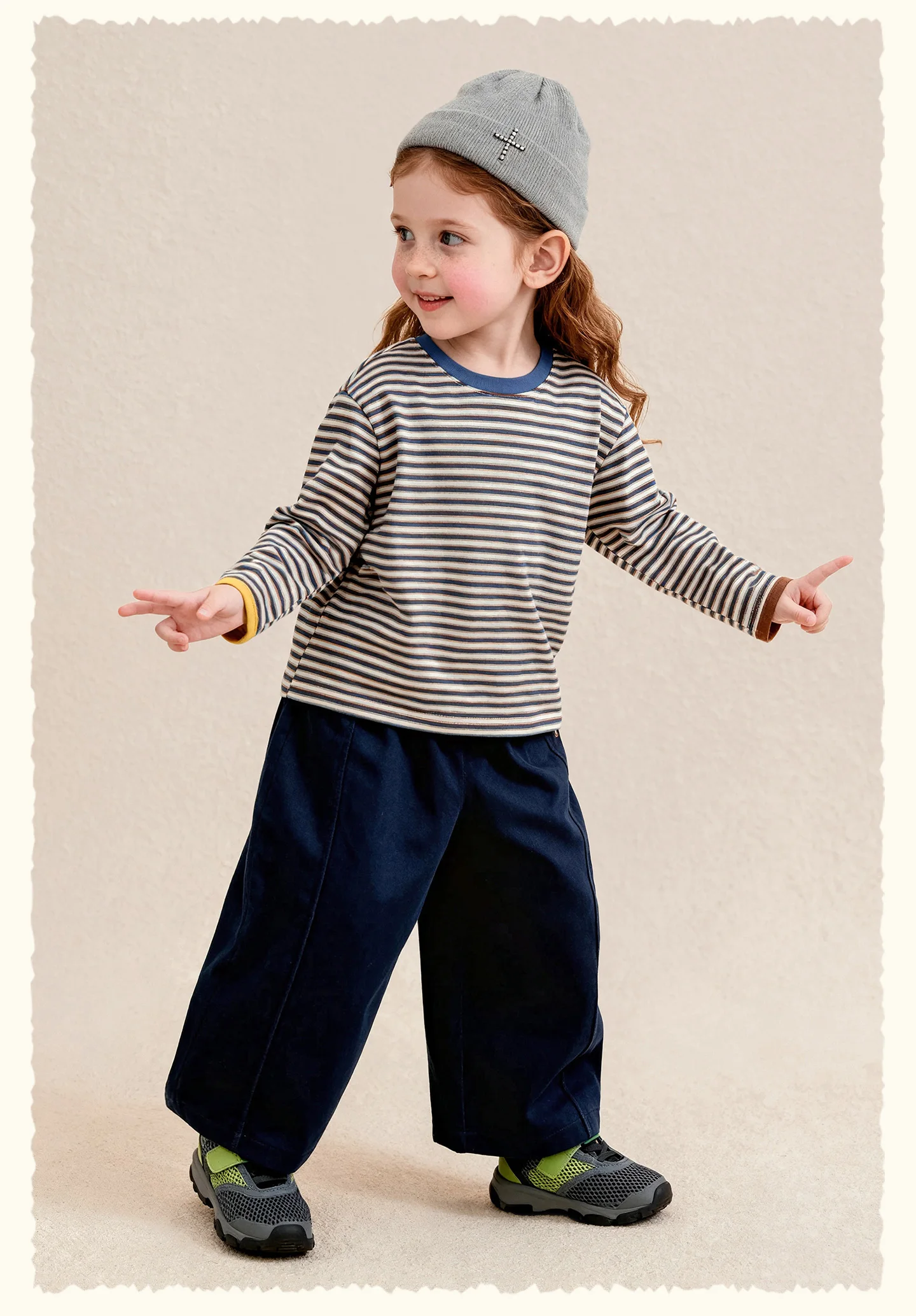 Amila 2026 Autumn New Kids T Shirt Retro Colorful Stripe Two Tone Long Sleeve Base Layer Fashion Casual Soft Comfortable Top
