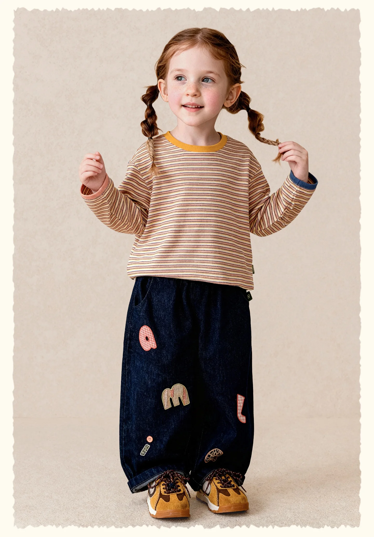 Amila 2026 Autumn New Kids T Shirt Retro Colorful Stripe Two Tone Long Sleeve Base Layer Fashion Casual Soft Comfortable Top