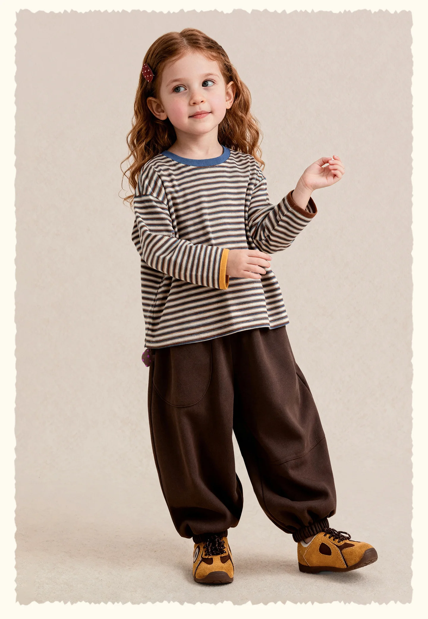 Amila 2026 Autumn New Kids T Shirt Retro Colorful Stripe Two Tone Long Sleeve Base Layer Fashion Casual Soft Comfortable Top