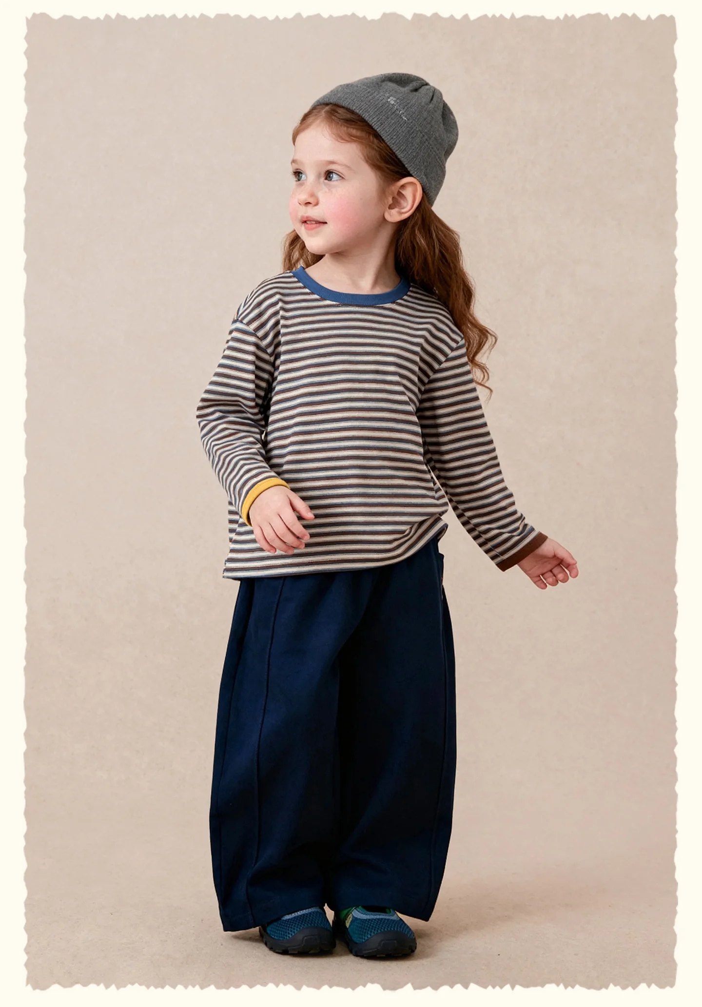 Amila 2026 Autumn New Kids T Shirt Retro Colorful Stripe Two Tone Long Sleeve Base Layer Fashion Casual Soft Comfortable Top