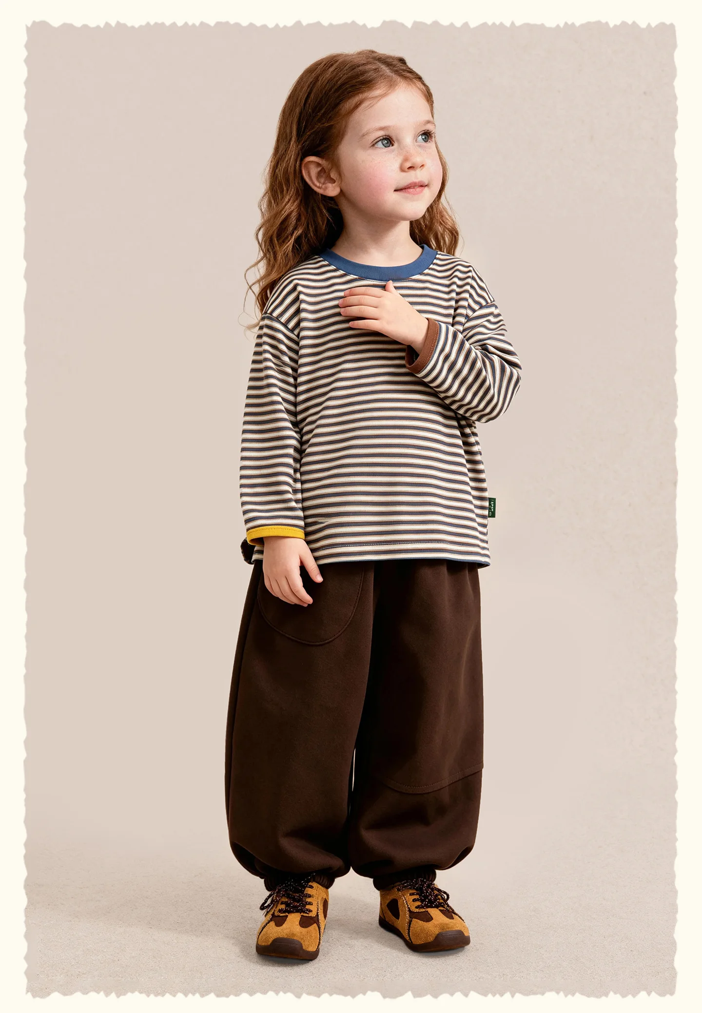 Amila 2026 Autumn New Kids T Shirt Retro Colorful Stripe Two Tone Long Sleeve Base Layer Fashion Casual Soft Comfortable Top