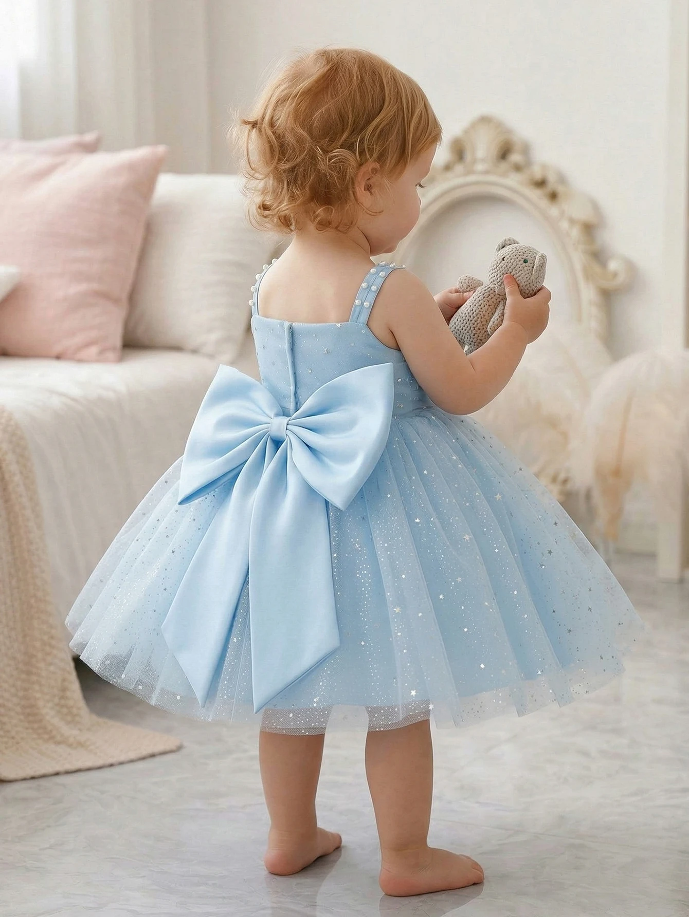 Elegant Pink Silk Party Dress for Girls Featuring Glitter-Embellished Net Overlay, Delicate Butterfly-Knot Accents Banquets
