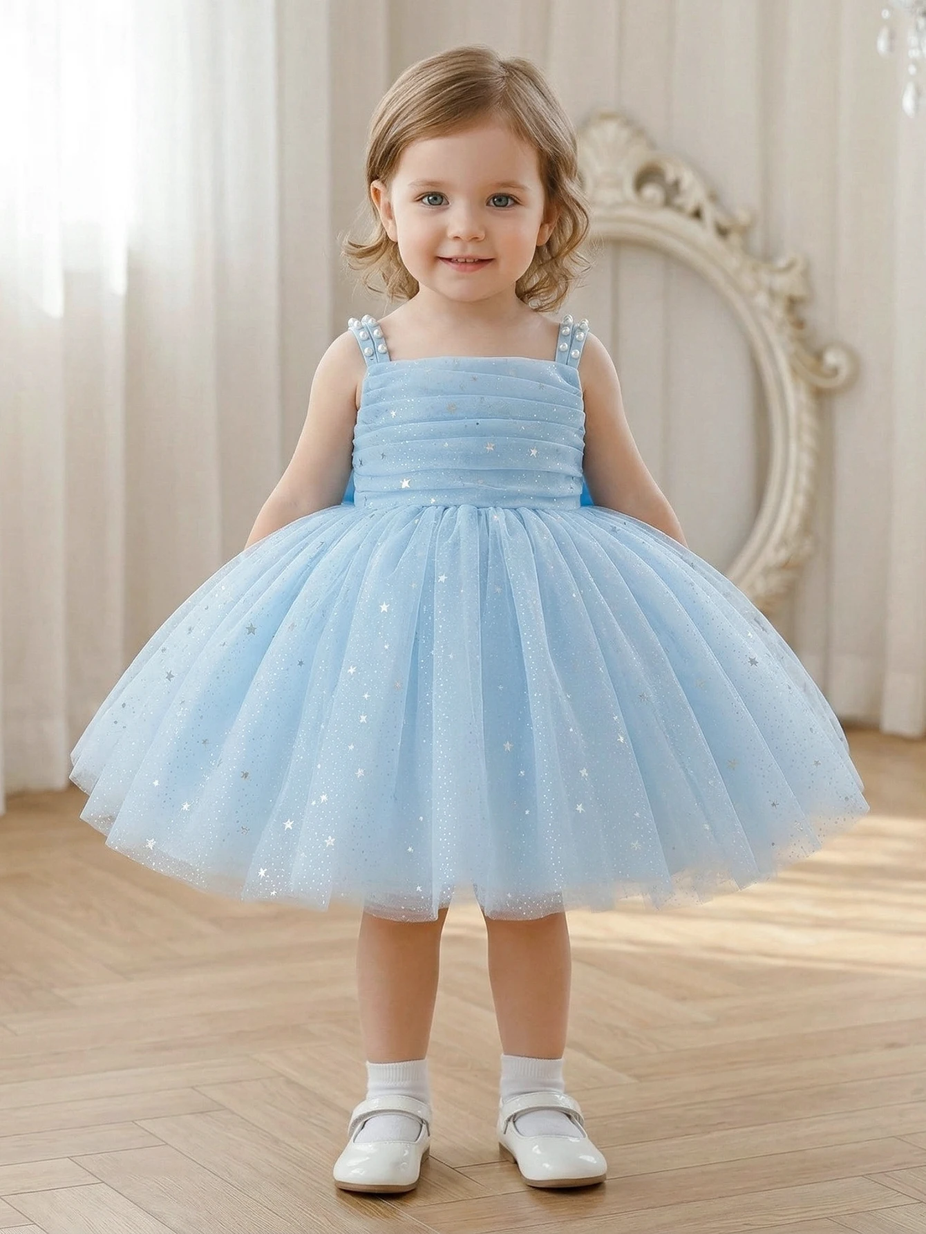 Elegant Pink Silk Party Dress for Girls Featuring Glitter-Embellished Net Overlay, Delicate Butterfly-Knot Accents Banquets