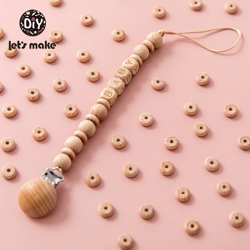 Let's Make 50pc 10mm Beech Abacus Beads Wood Beads Necklace DIY Food Grade Baby Teether Beading Nipple Wood Chain Accessories