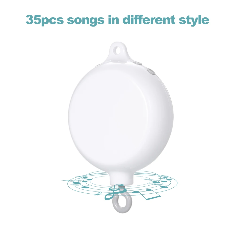 Music Box Rotary Baby Crib Bed Toy Musical Mobiles 35 Songs Music Box Remote Control Movement Bells for Kids with USB Line