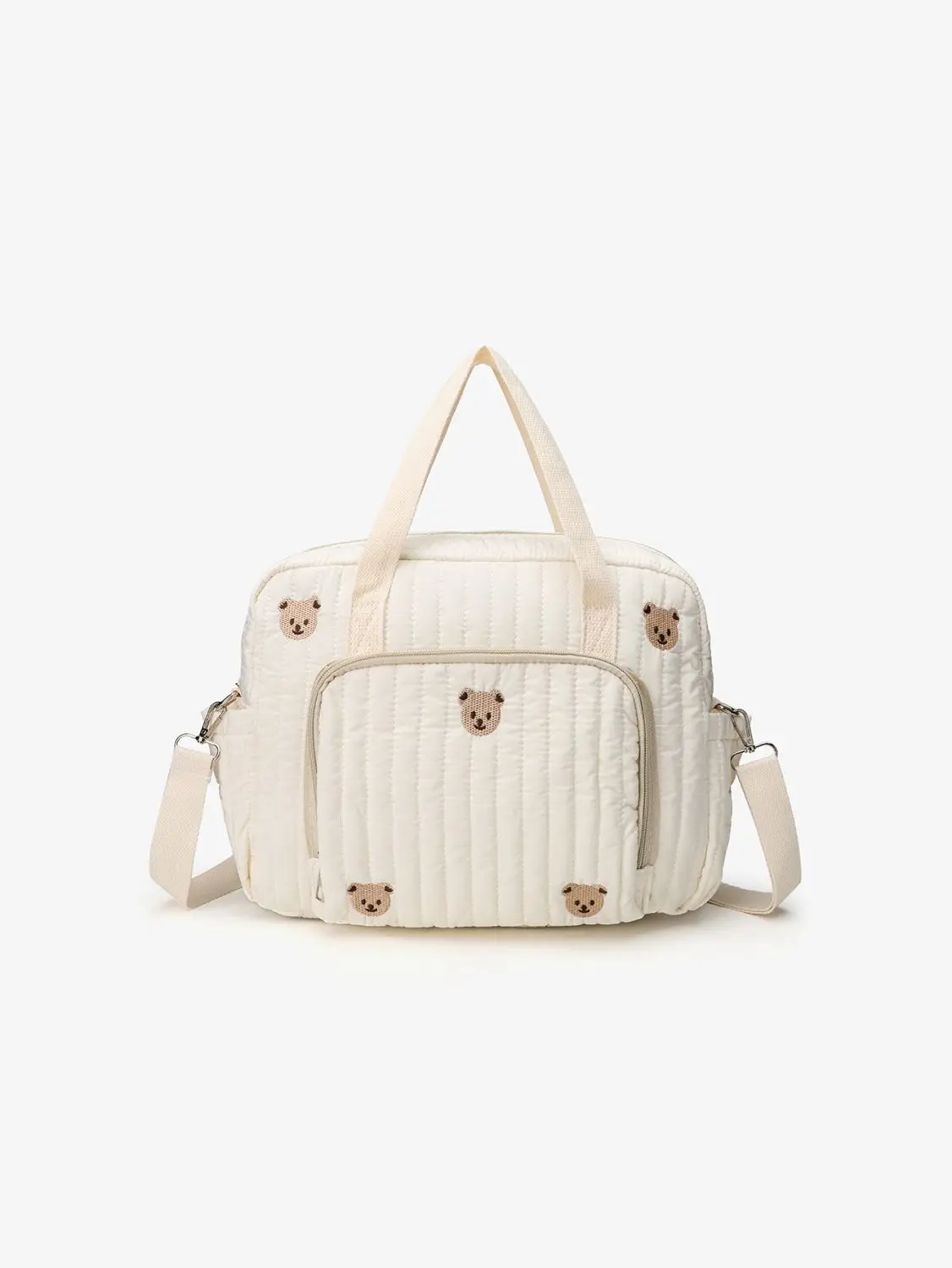 Korea Style Newborn Baby Care Diaper Bag Mummy Shoulder Bag Embroidery Quilted Stroller Diaper Storage Organizer Large Handbags