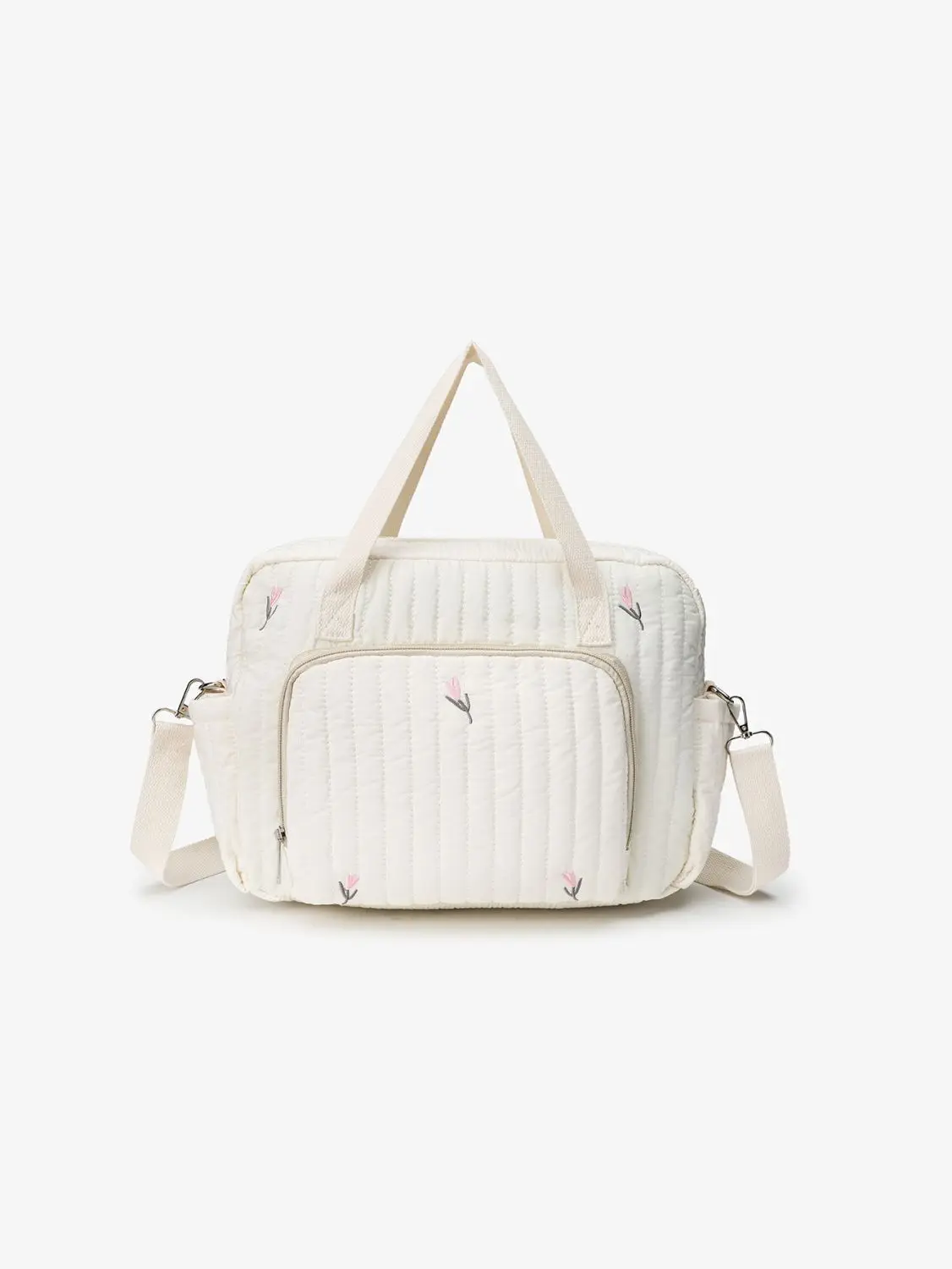 Korea Style Newborn Baby Care Diaper Bag Mummy Shoulder Bag Embroidery Quilted Stroller Diaper Storage Organizer Large Handbags