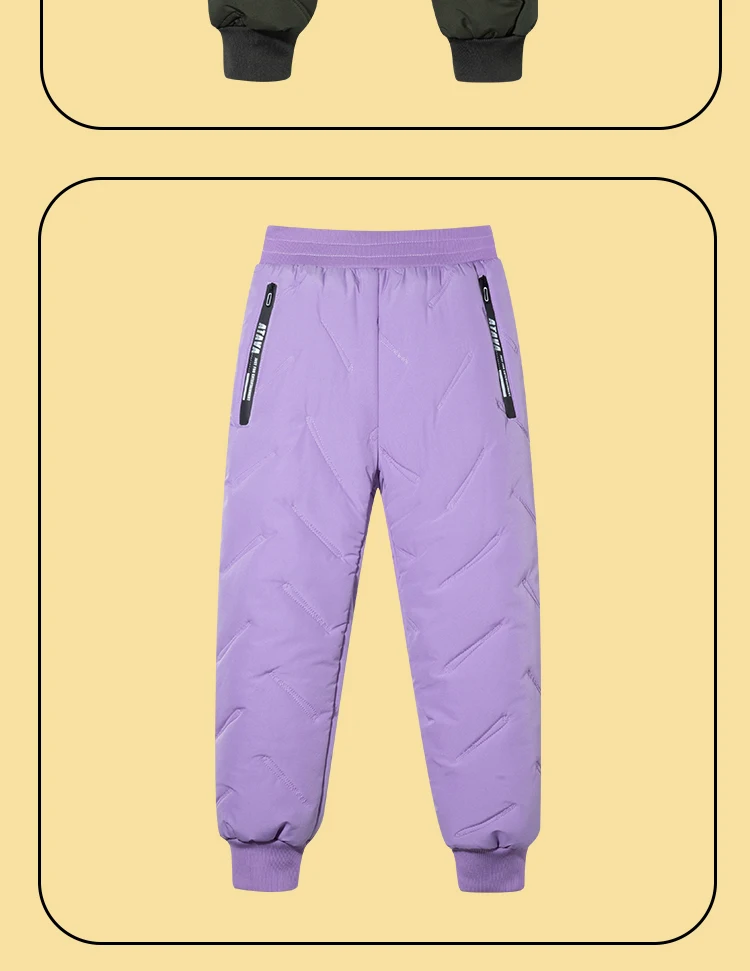 Dubbped Boys Girls Winter Pants Waterproof Cotton Padded Thick Warm Trousers Ski Pants Elastic Kids Fleece Pant Thick Clothes