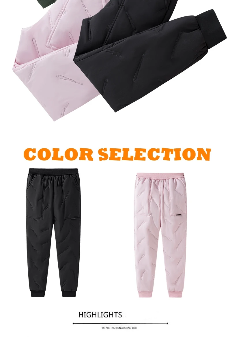 Dubbped Boys Girls Winter Pants Waterproof Cotton Padded Thick Warm Trousers Ski Pants Elastic Kids Fleece Pant Thick Clothes