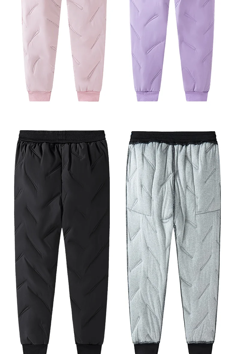 Dubbped Boys Girls Winter Pants Waterproof Cotton Padded Thick Warm Trousers Ski Pants Elastic Kids Fleece Pant Thick Clothes
