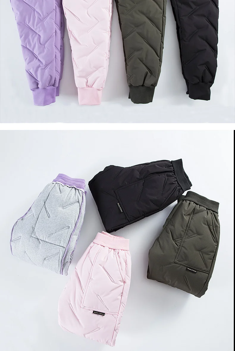 Dubbped Boys Girls Winter Pants Waterproof Cotton Padded Thick Warm Trousers Ski Pants Elastic Kids Fleece Pant Thick Clothes