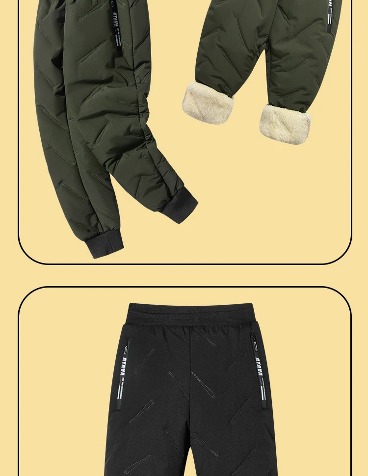 Dubbped Boys Girls Winter Pants Waterproof Cotton Padded Thick Warm Trousers Ski Pants Elastic Kids Fleece Pant Thick Clothes