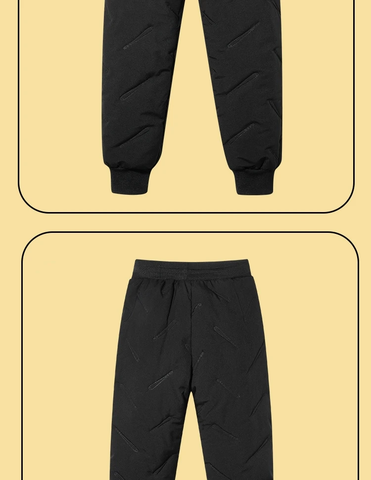 Dubbped Boys Girls Winter Pants Waterproof Cotton Padded Thick Warm Trousers Ski Pants Elastic Kids Fleece Pant Thick Clothes