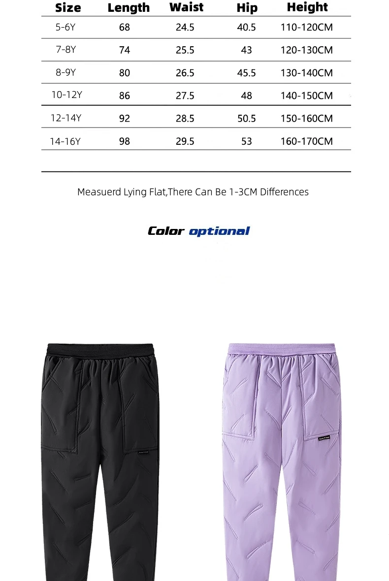 Dubbped Boys Girls Winter Pants Waterproof Cotton Padded Thick Warm Trousers Ski Pants Elastic Kids Fleece Pant Thick Clothes