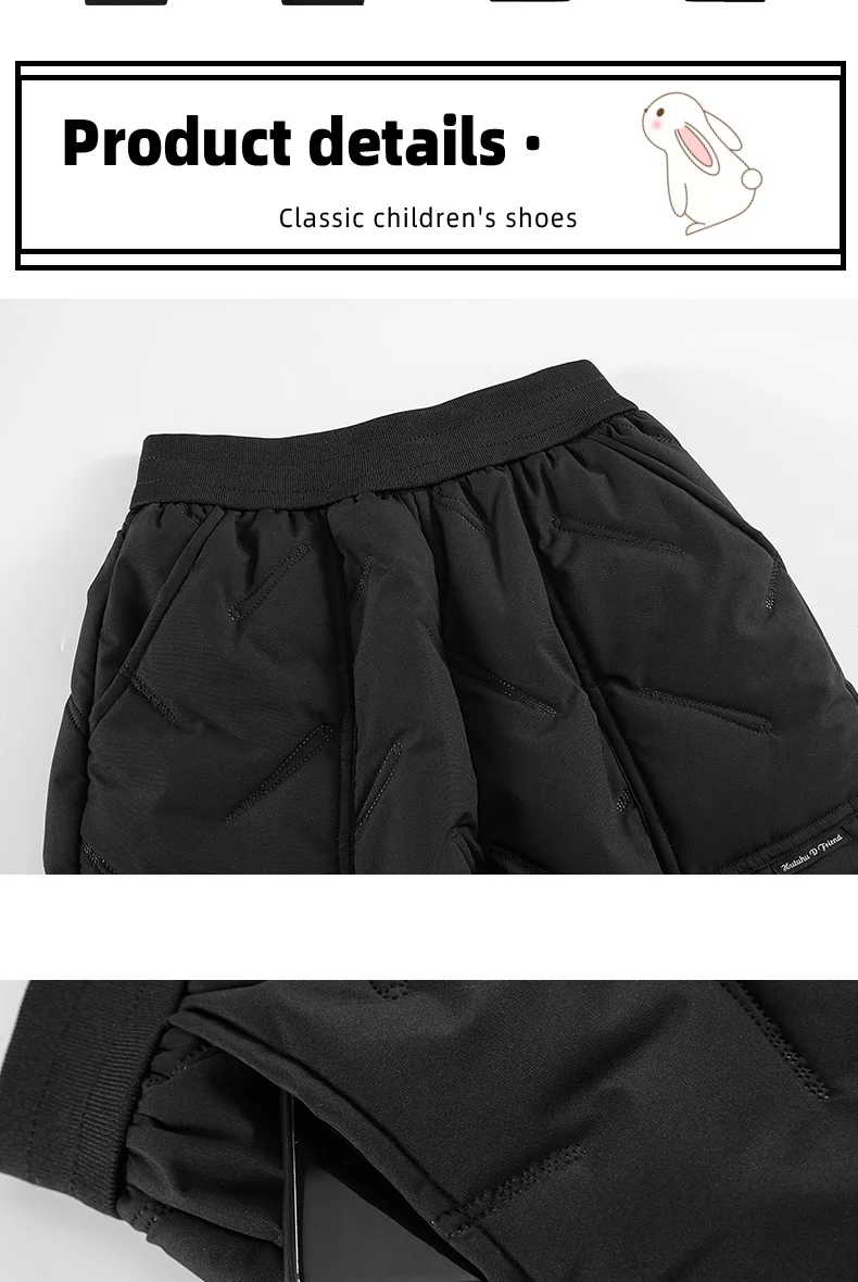 Dubbped Boys Girls Winter Pants Waterproof Cotton Padded Thick Warm Trousers Ski Pants Elastic Kids Fleece Pant Thick Clothes
