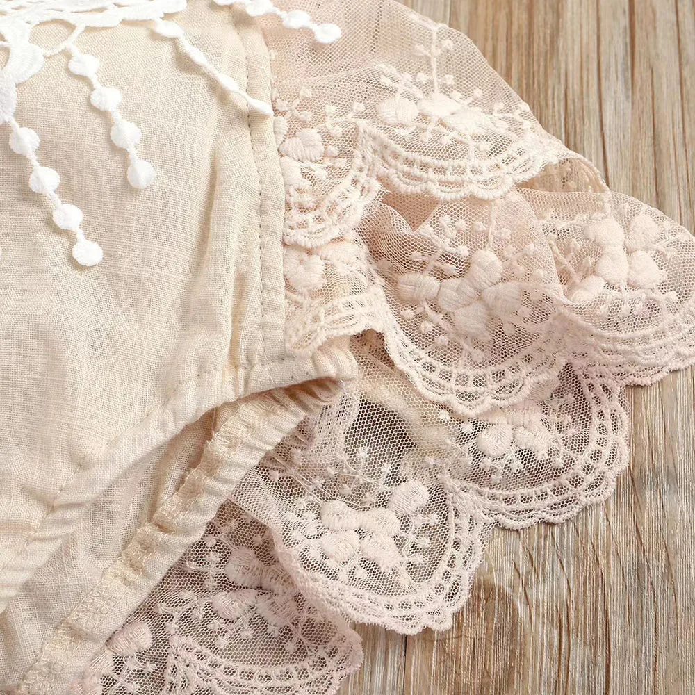 Summer Square Collar Cute Baby Girls Bodysuits Lace Flowers Print Sleeveless Lovely Jumpsuits Infants Kids Strappy romper