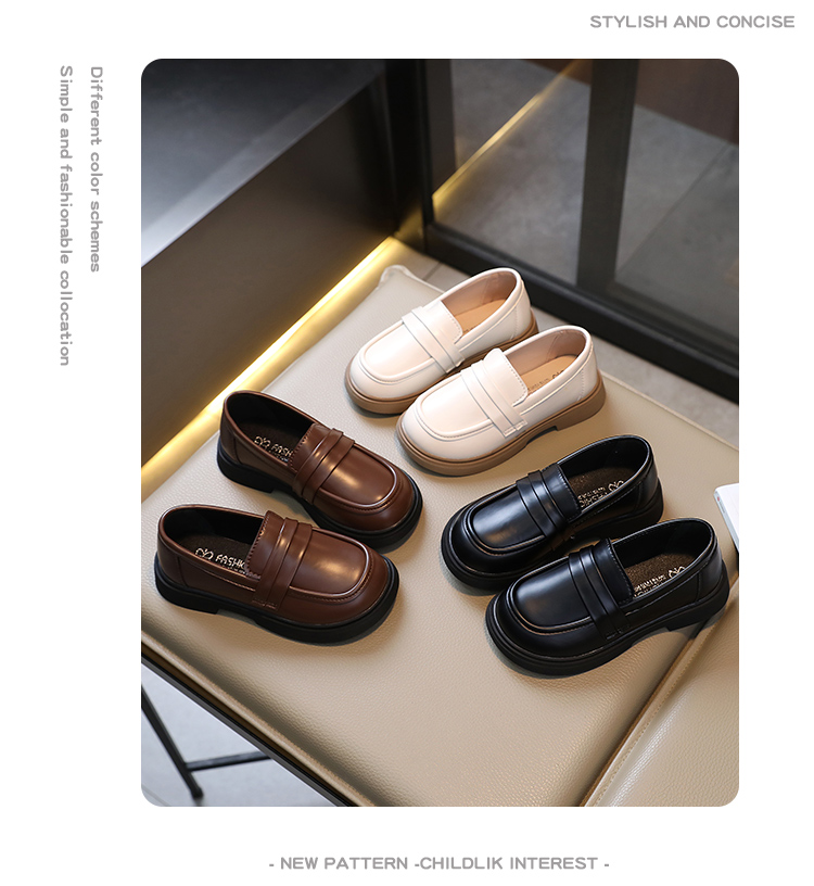 Girls Loafers Round-toe Children Fashion Princess Leather Shoes for Party Wedding Boys Kids Uniform School Shoes Soft All Match