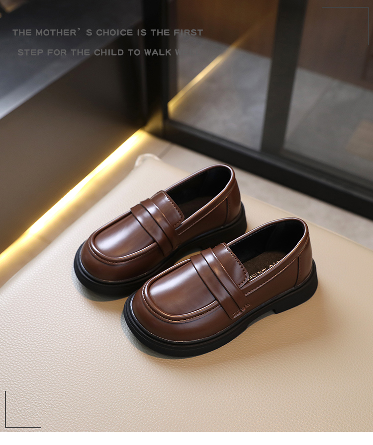 Girls Loafers Round-toe Children Fashion Princess Leather Shoes for Party Wedding Boys Kids Uniform School Shoes Soft All Match