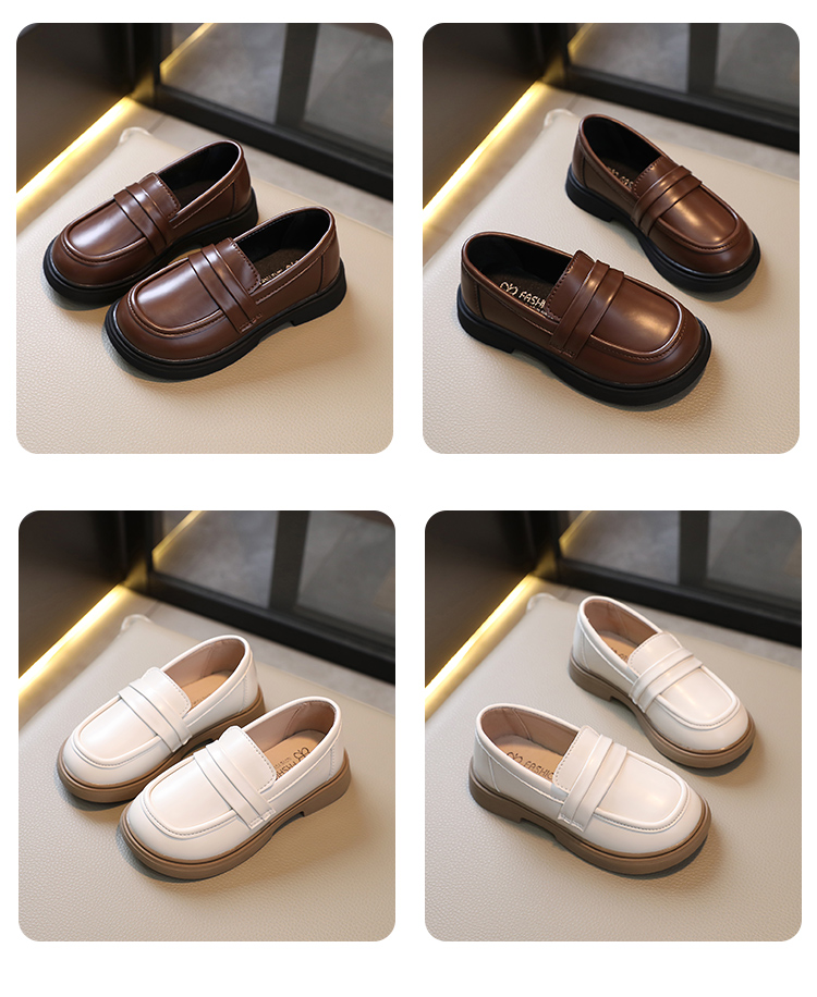 Girls Loafers Round-toe Children Fashion Princess Leather Shoes for Party Wedding Boys Kids Uniform School Shoes Soft All Match