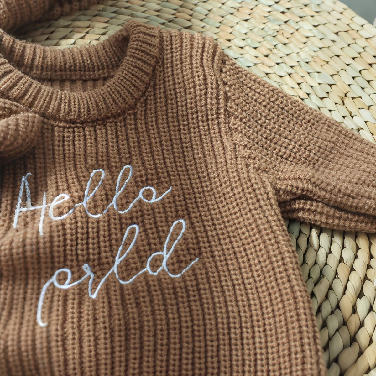 Ylsteed Hello World Knitting Newborn Photography Romper with Matching Pomp Hat Baby Boy Girl Sweater Outfits for Photo Shooting