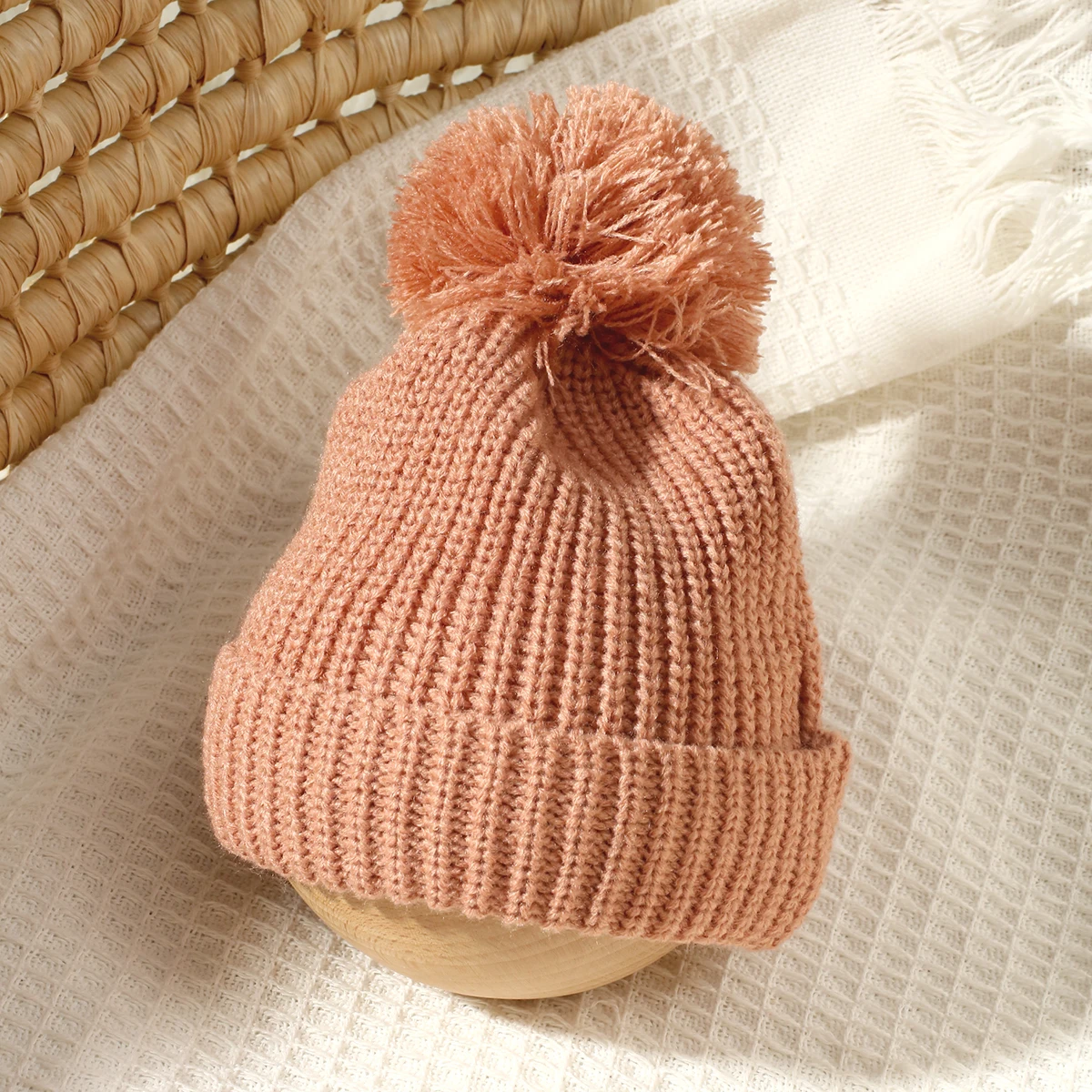 Ylsteed Hello World Knitting Newborn Photography Romper with Matching Pomp Hat Baby Boy Girl Sweater Outfits for Photo Shooting