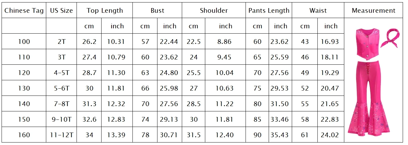 Cow Girls Dress up Movie Heroine Inspired Sweet Doll Girl Carnival Pink Cowboy Costume Vest+Flared Pants+Bandana Street Outfit