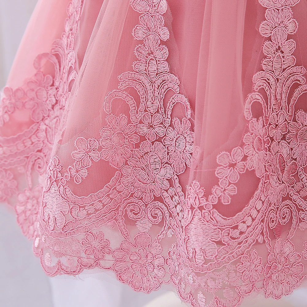 Big Bow Baby Girls 1st Birthday Princess Dress Toddler Infant Embroidery Flower Baptism Girl Party Dresses for Kids Wedding Gown