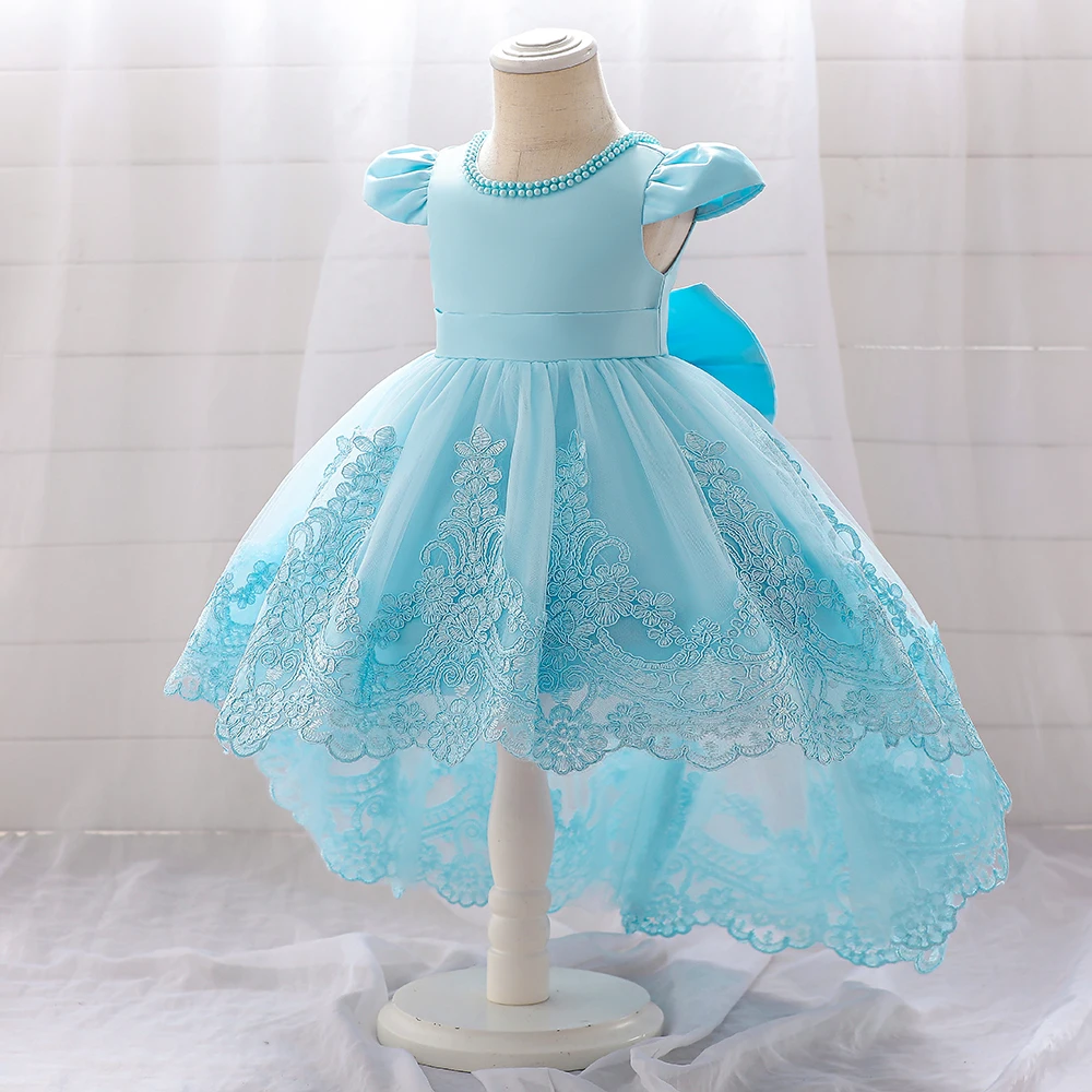 Big Bow Baby Girls 1st Birthday Princess Dress Toddler Infant Embroidery Flower Baptism Girl Party Dresses for Kids Wedding Gown