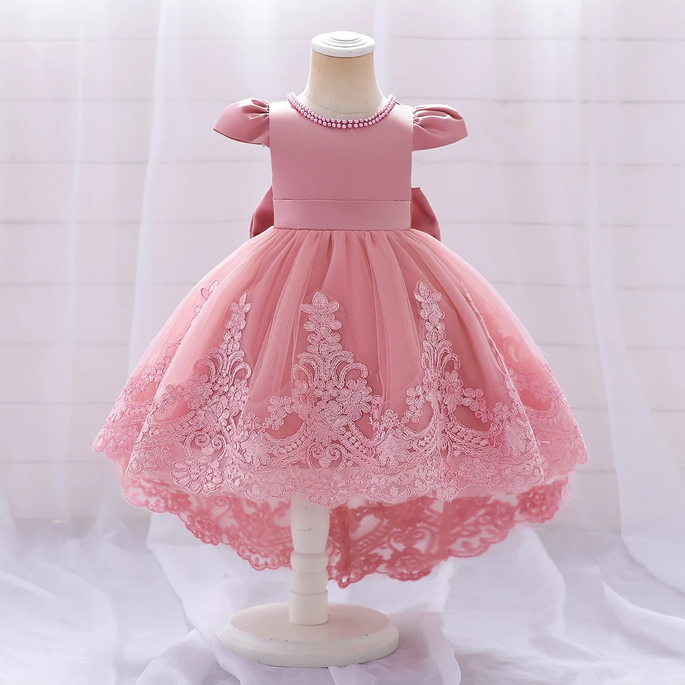 Big Bow Baby Girls 1st Birthday Princess Dress Toddler Infant Embroidery Flower Baptism Girl Party Dresses for Kids Wedding Gown