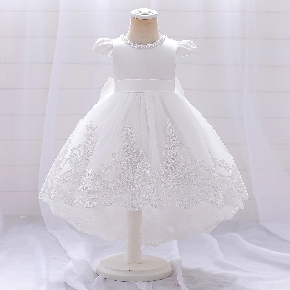 Big Bow Baby Girls 1st Birthday Princess Dress Toddler Infant Embroidery Flower Baptism Girl Party Dresses for Kids Wedding Gown