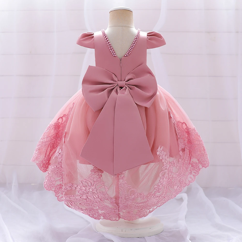 Big Bow Baby Girls 1st Birthday Princess Dress Toddler Infant Embroidery Flower Baptism Girl Party Dresses for Kids Wedding Gown