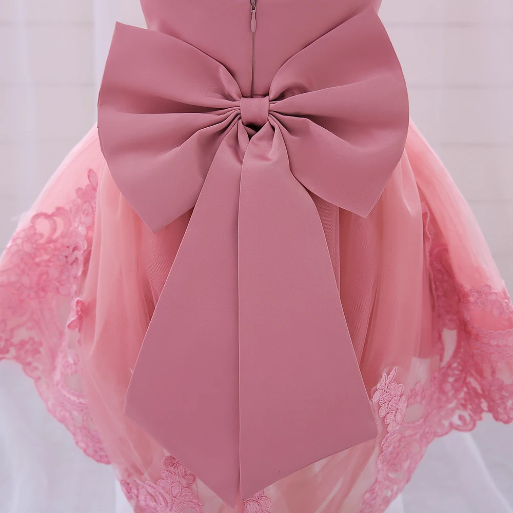 Big Bow Baby Girls 1st Birthday Princess Dress Toddler Infant Embroidery Flower Baptism Girl Party Dresses for Kids Wedding Gown