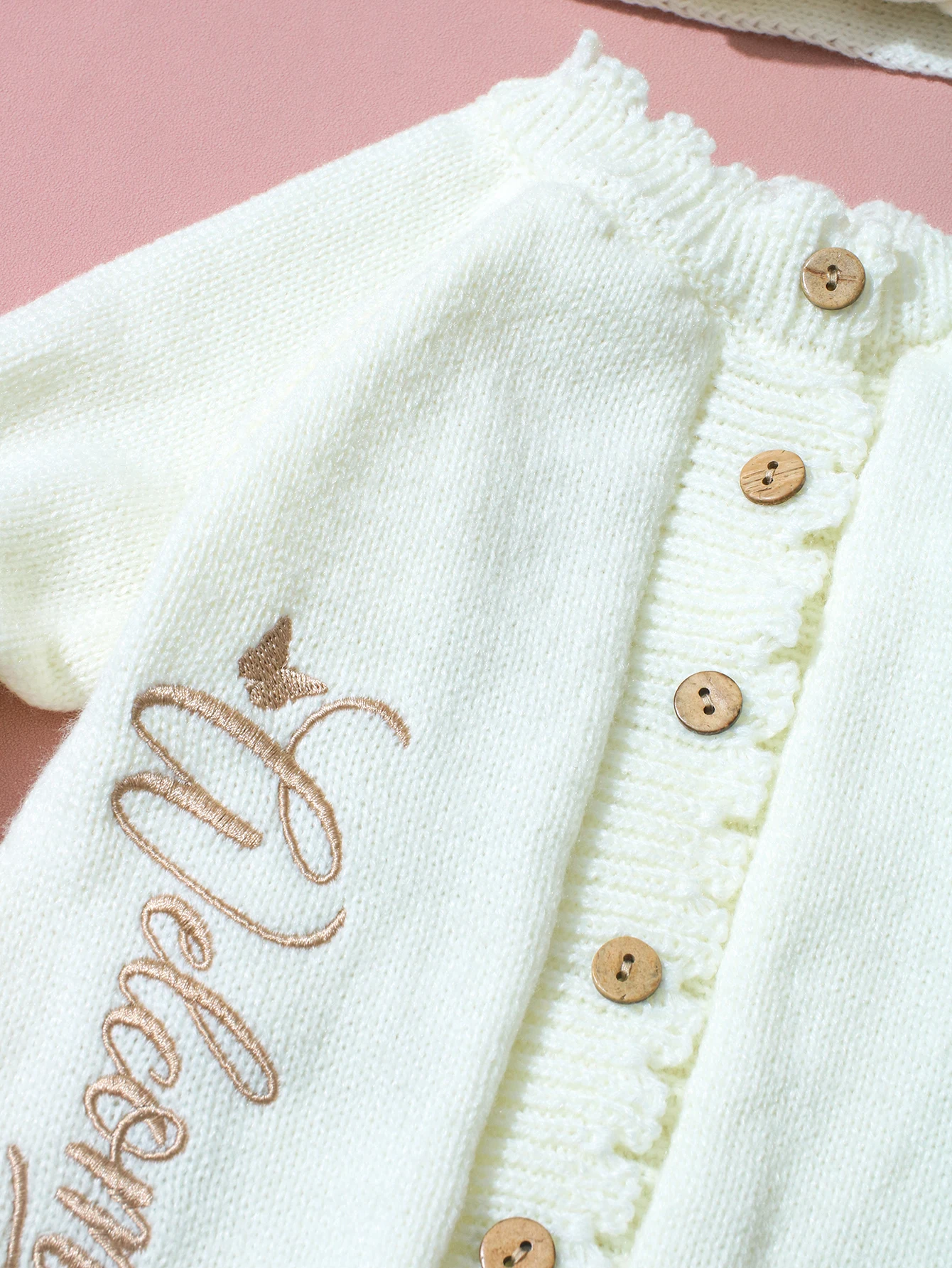 Ylsteed 2Pcs Newborn Knitted Outfit With Bow Headband, Welcome Embroidered Baby Romper For Photo Shoot & Daily Wear 0-3M
