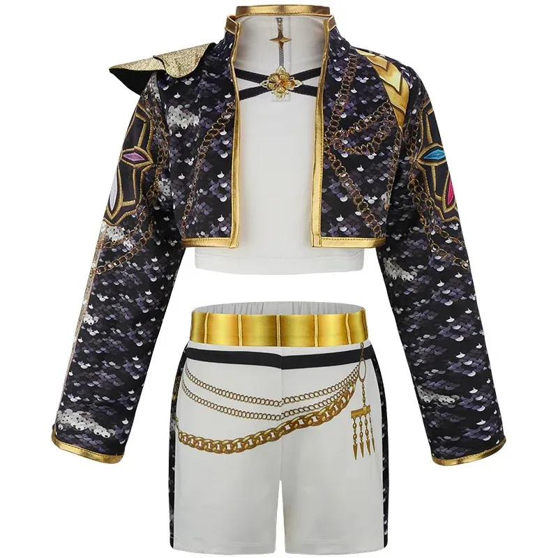 3Pcs Set Girls Korean Style Pop Singer Band Uniform Cosplay Outfit Coat+Vest+Pants Hip Hop Dress up Dancing Performance Costume