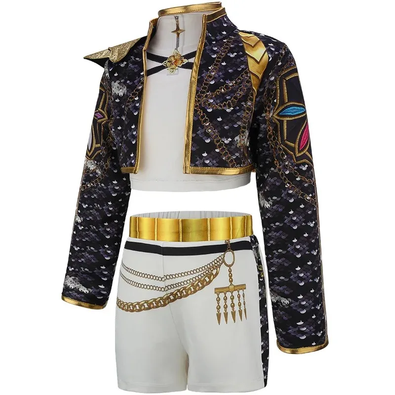 3Pcs Set Girls Korean Style Pop Singer Band Uniform Cosplay Outfit Coat+Vest+Pants Hip Hop Dress up Dancing Performance Costume