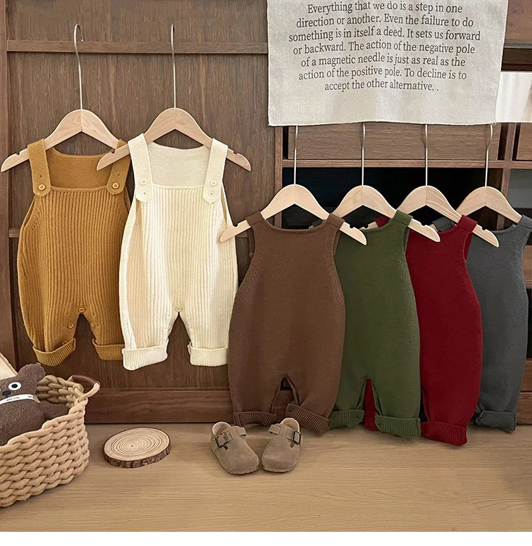 Ircomll Autumn Baby Knitted Romper Unisex Infant Overalls Suspender Long Pants Knitted Baby Clothes Outfit For Newborn Toddler