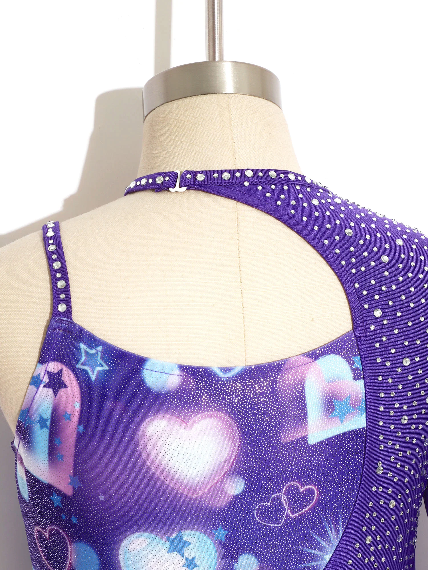 Kids Girls Gymnastics Ballet Dance Leotard Shiny Rhinestone Printed Unitards Jumpsuit for Figure Skating Acrobatics Performance