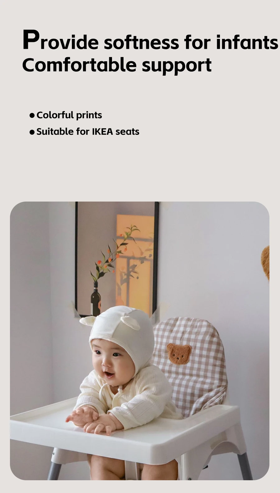 1PCS Bear Dinosaur Washable Foldable Baby Highchair Cover Antilop Chair Cushion Seat Covers Soft Cushion for Baby Feeding