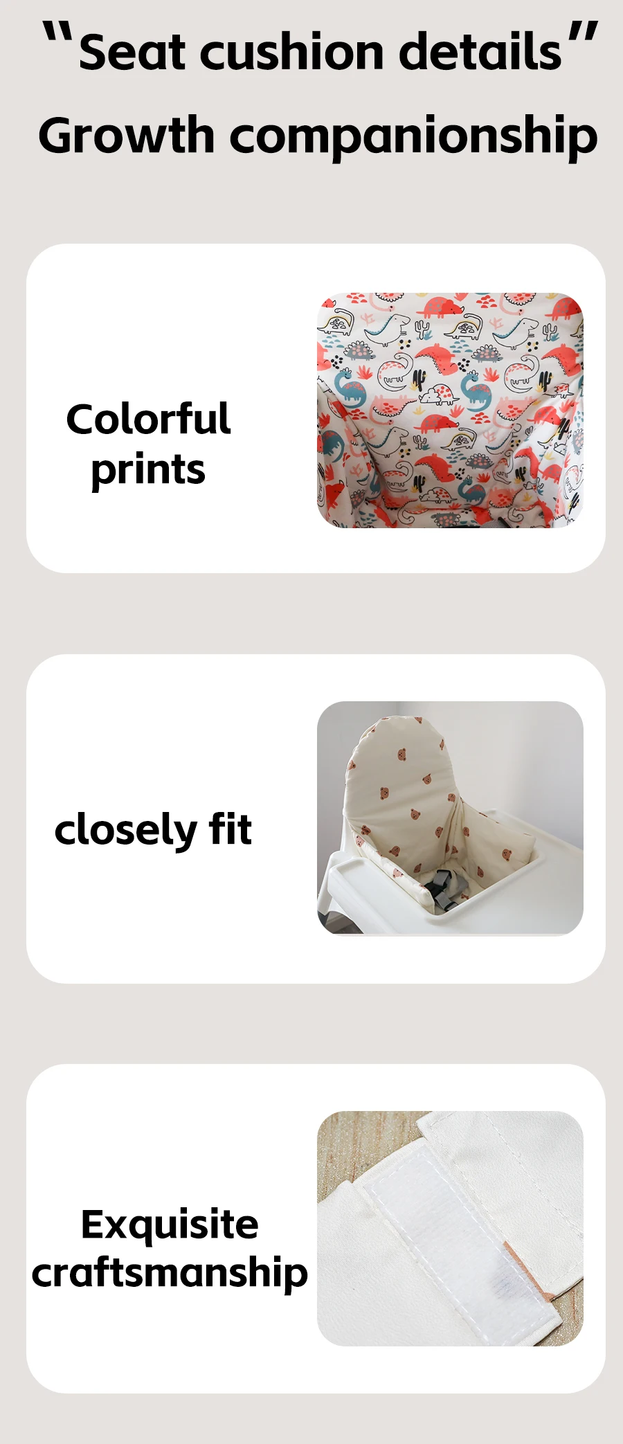 1PCS Bear Dinosaur Washable Foldable Baby Highchair Cover Antilop Chair Cushion Seat Covers Soft Cushion for Baby Feeding