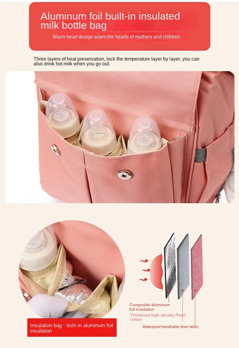 Mommy Mother and Baby Backpack Outing Student Bag New Fashion Portable Shoulder Large Capacity Multi-functional Shoulder