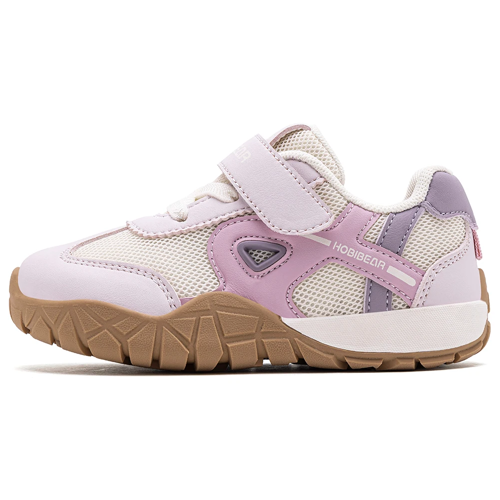 HOBIBEAR Toddler Kids Wide Toe Sneakers Hiking Trekking Outdoor Walking Shoes Hook-Loop Artificial Leather Mesh Running Sneaker