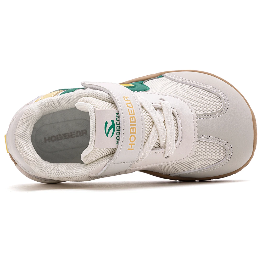 HOBIBEAR Toddler Kids Wide Toe Sneakers Hiking Trekking Outdoor Walking Shoes Hook-Loop Artificial Leather Mesh Running Sneaker