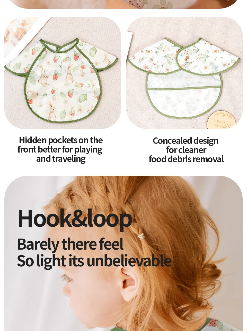 Elinfant New Fashion Pattern Waterproof Pocket Lunch Feeding Bibs Reusable Baby Bibs Cute Children Baby Apron Kids Burp Cloths