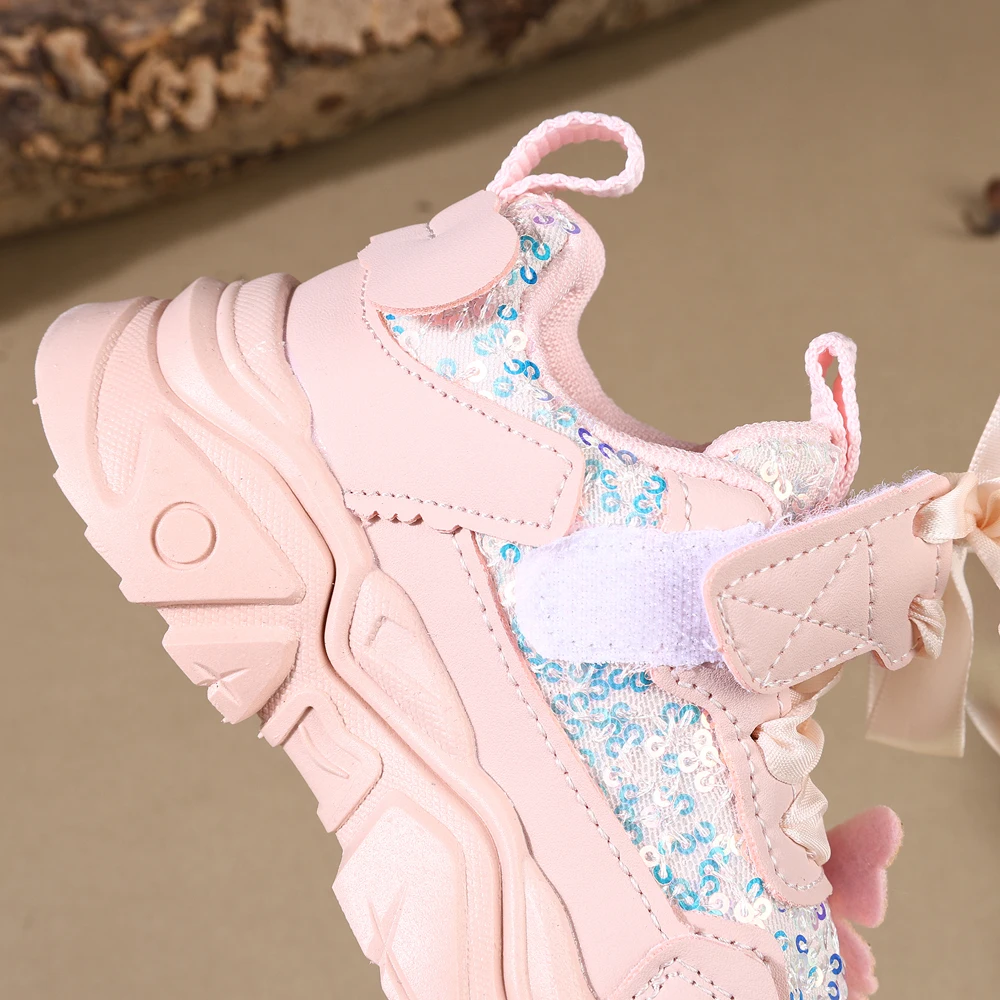 Children Shoes 2025 New Spring Toddler Girls Sport Shoes Bling Soft Sole Breathable Outdoor Tennis Fashion Kids Sneakers