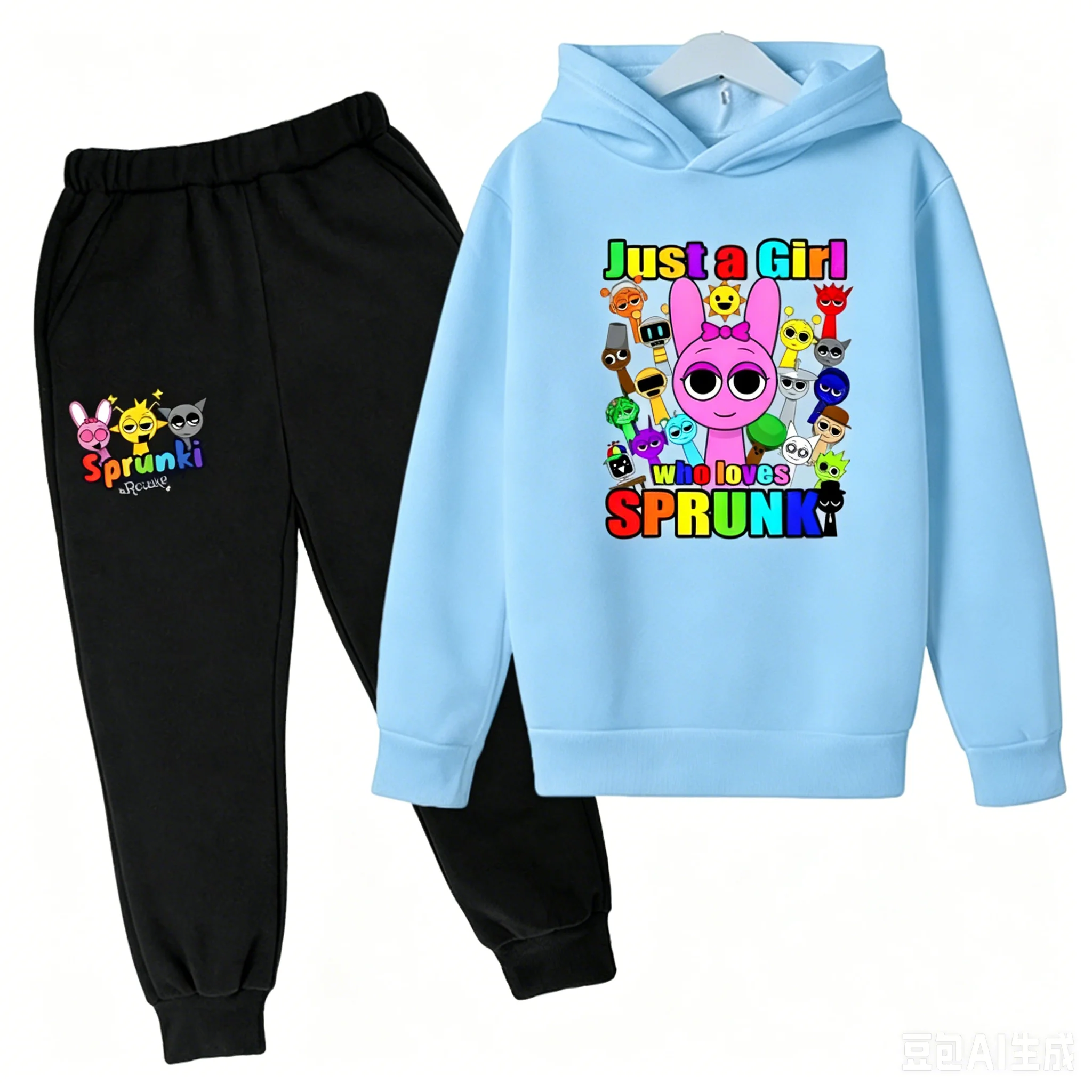 Sprunki Kids Clothes Hoodie+pants Age 2-12 Boy Girl Incredibox Anime Figures Sweatshirt Spring Autumn Pullover for Children Sets