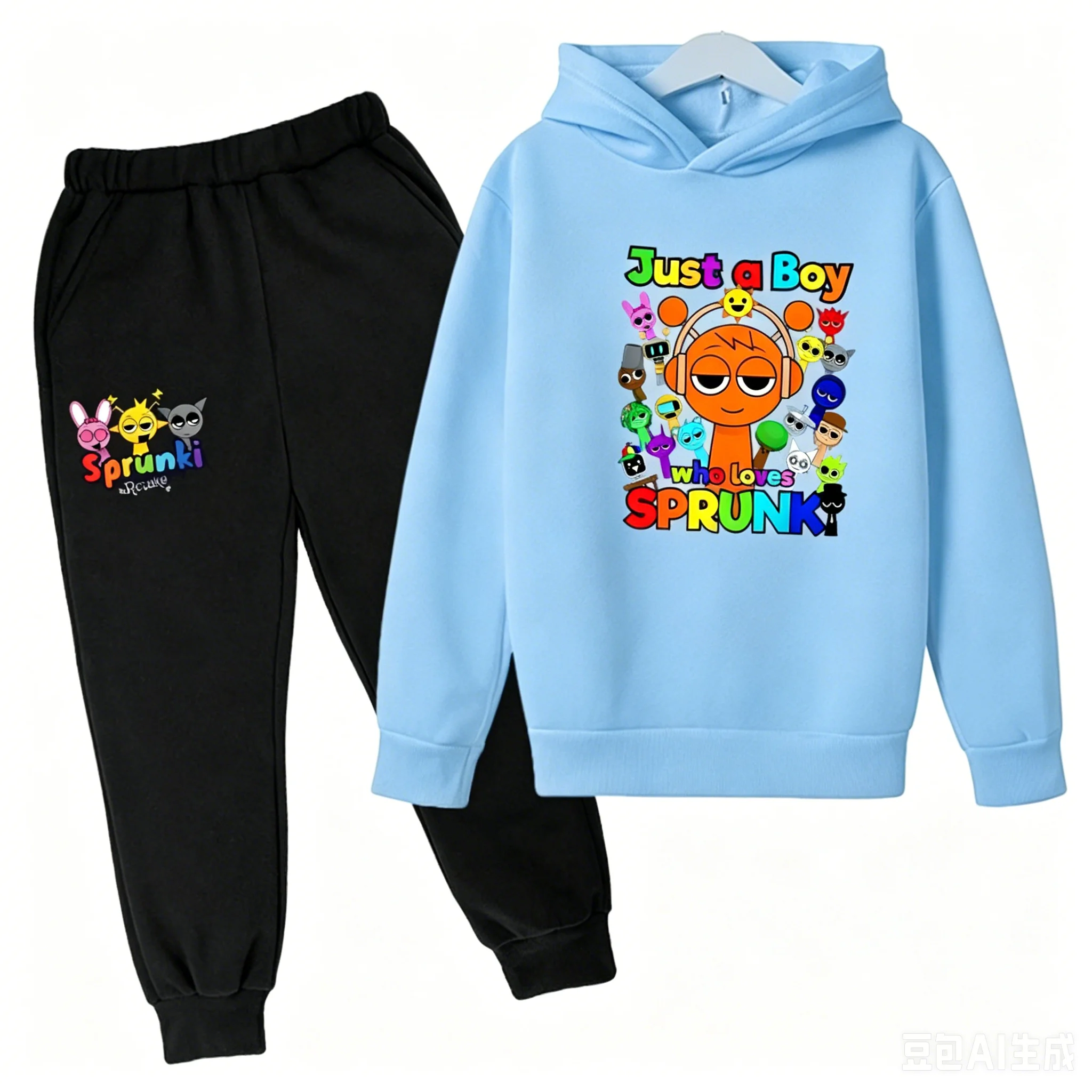 Sprunki Kids Clothes Hoodie+pants Age 2-12 Boy Girl Incredibox Anime Figures Sweatshirt Spring Autumn Pullover for Children Sets