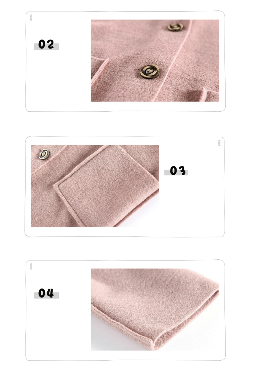 Kids Winter Wool Blend Coats Vintage Fashion Teen Girls Beige Long Jackets Warm Outerwear Thick Jacket Child 7 8 10 12 Years Old