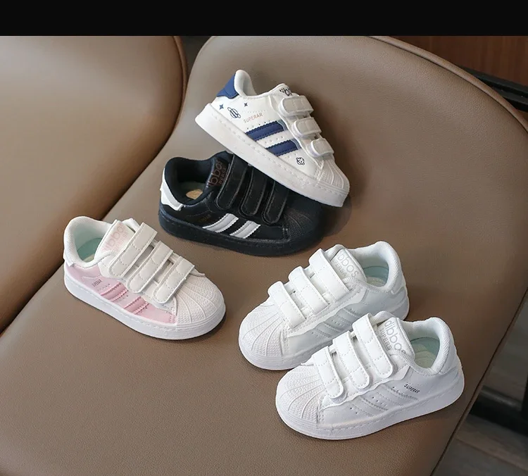 Childrens Baby Sneakers Blue Leather Boys Girls Toddler Shoes Four Seasons Models Pink Versatile Non-slip Small Kid Single Shoes