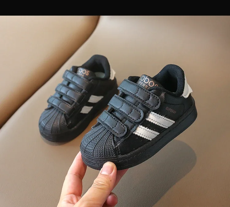 Childrens Baby Sneakers Blue Leather Boys Girls Toddler Shoes Four Seasons Models Pink Versatile Non-slip Small Kid Single Shoes